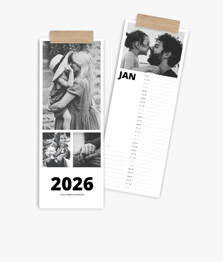 Vertical calendar Black & White