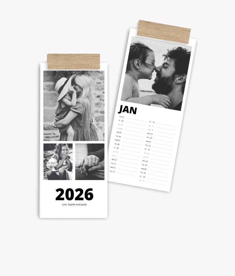 Vertical calendar Black & White