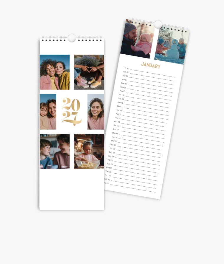Vertical calendar A year of gold