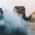 Mountain landscape photography of cloudy Alpstein mountain during sunset