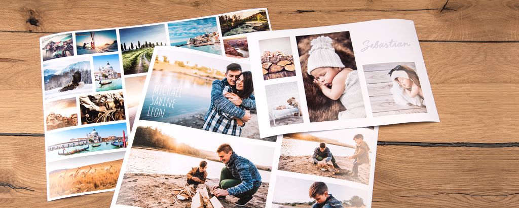 Different photo collages showing family pictures