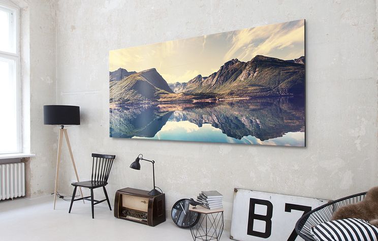 Panorama landscape photography of a fjord in norway as acrylic photo print
